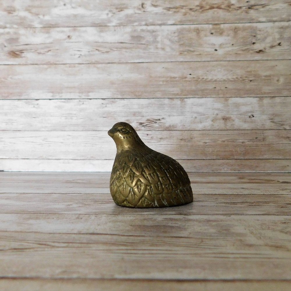 Vintage Brass Quail Figurine